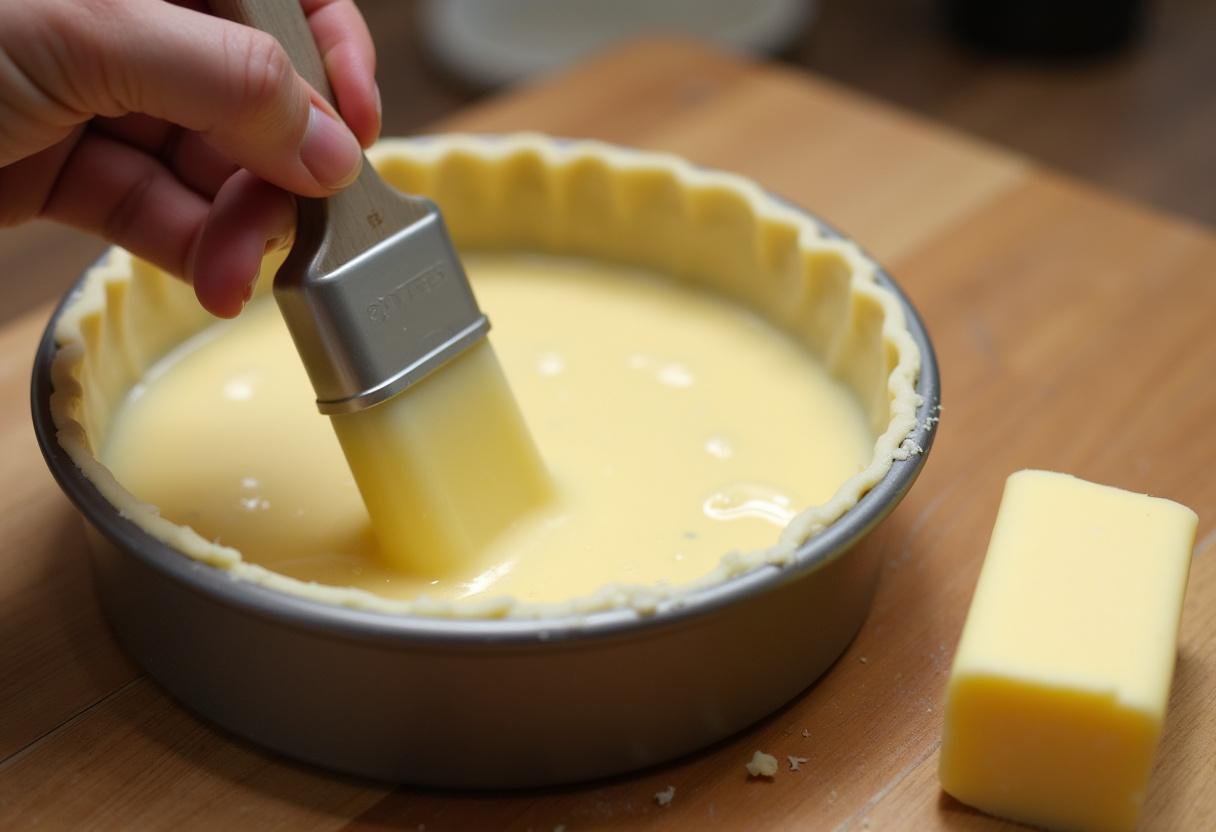 Eine Backform wird mit Butter eingefettet für den Apfelkuchen.