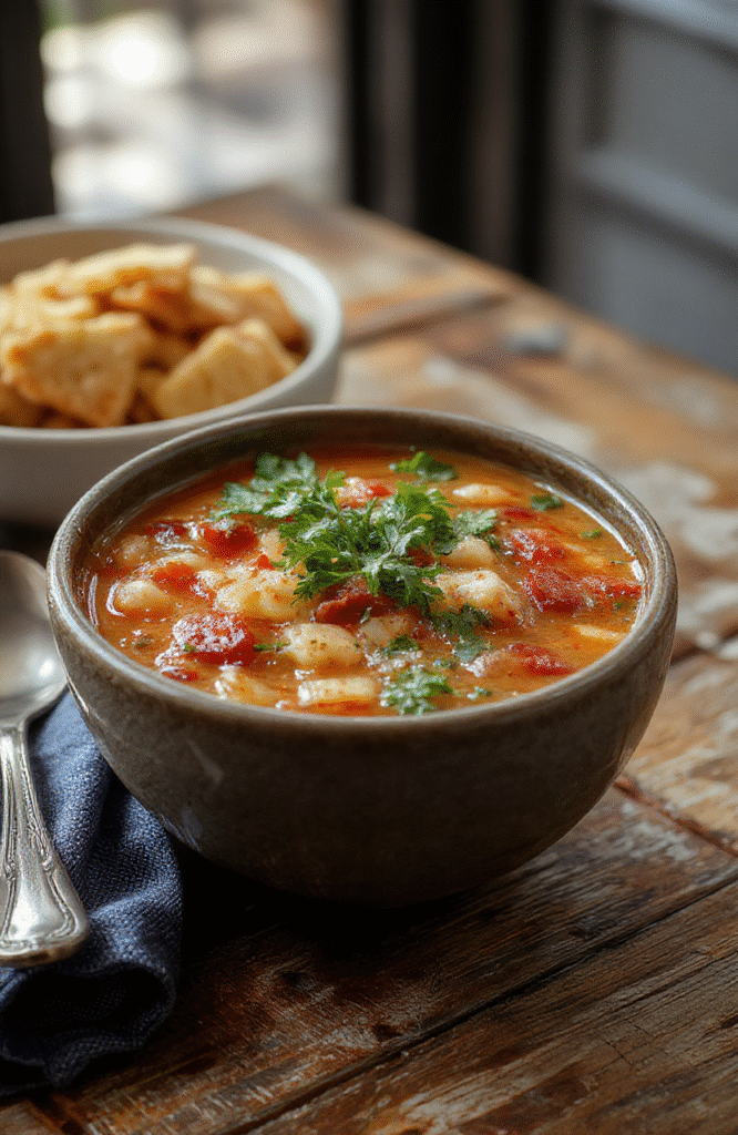 A vibrant bowl of hearty minestrone soup filled with colorful carrots, celery, beans, pasta, and fresh herbs, garnished with Parmesan cheese, presented on a rustic wooden table with additional fresh vegetables around for a cozy, inviting feel.