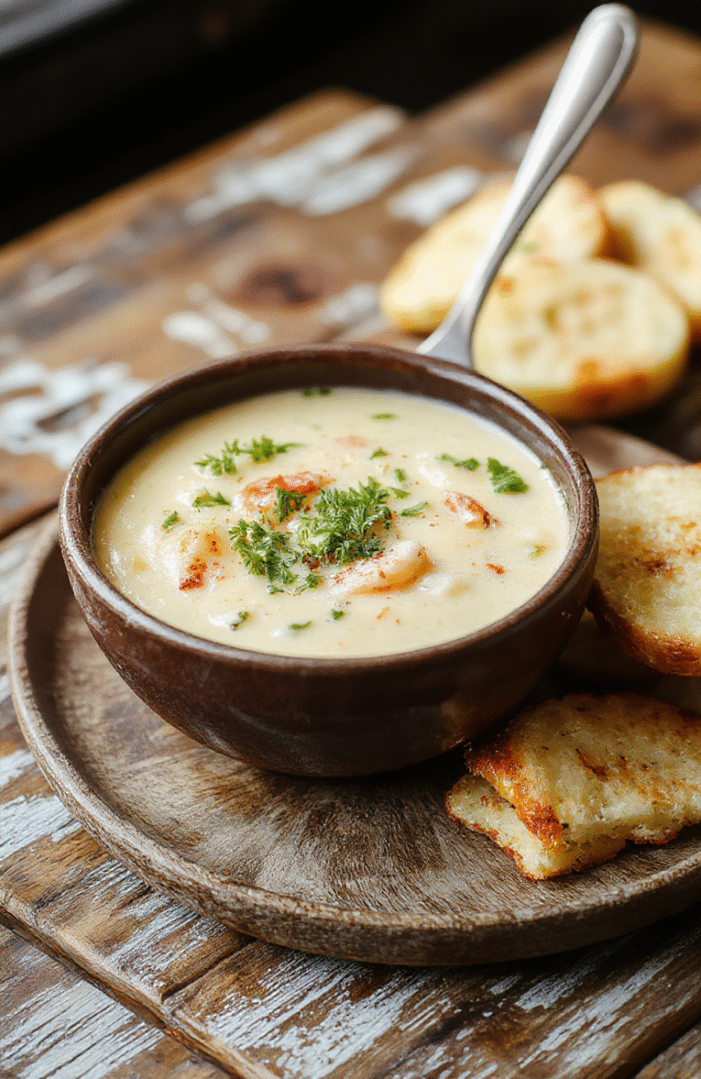 A vibrant bowl of creamy broccoli cheddar potato soup garnished with shredded cheese and fresh broccoli florets, served on a rustic wooden plate with a spoon on the side, highlighting its rich texture, bright green broccoli, and golden cheese topping.