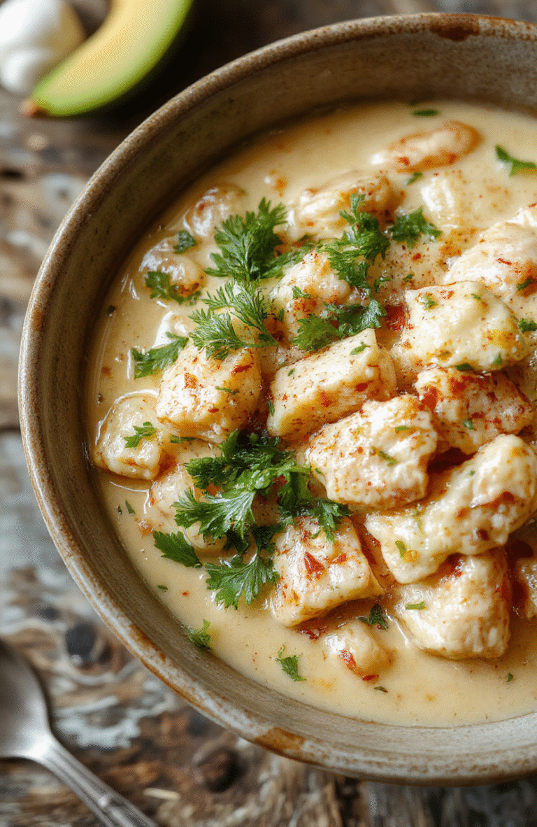 A warm bowl of creamy white chicken chili topped with shredded cheese and chopped green onions, served on a rustic wooden table with a spoon and napkin, vibrant colors, creamy broth, tender chicken pieces, garnished beautifully, styled for a cozy meal presentation