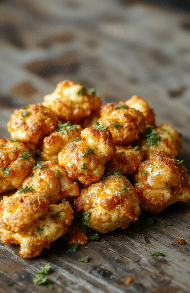 Golden-brown crispy cauliflower florets coated in buffalo sauce, served on a white plate with fresh green celery sticks, colorful buffalo sauce drizzled on top, styled simply with a rustic background, appealing and vibrant appearance.