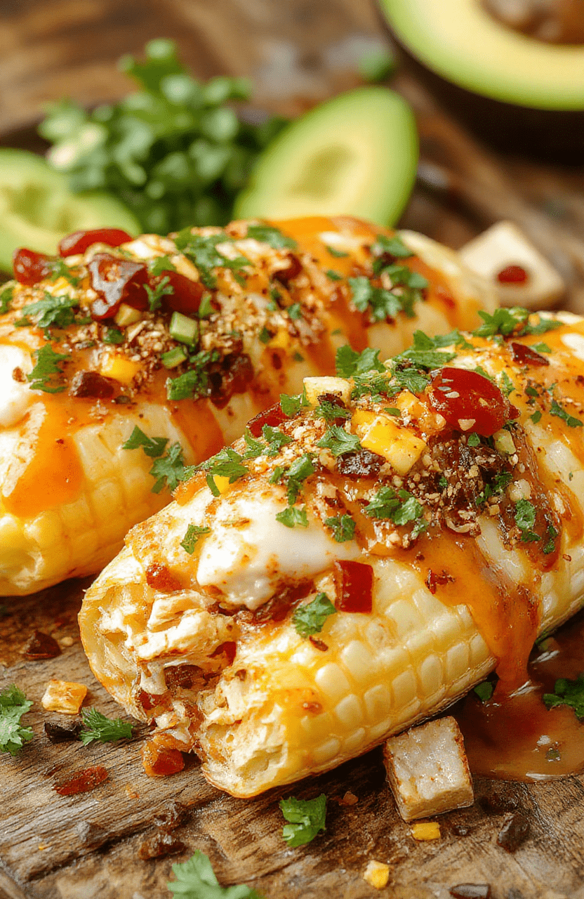 A colorful bowl of creamy white chicken chili garnished with charred corn, fresh cilantro, and a squeeze of lime, served on a rustic wooden table with a spoon beside it, vibrant yellow and green toppings contrasting with the white broth.