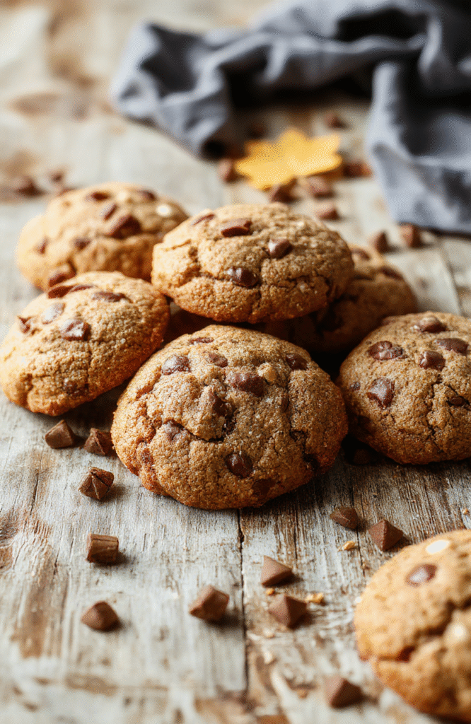 A close-up of golden-brown coffee cake cookies drizzled with shiny glaze, arranged on a rustic wooden plate, garnished with cinnamon and sugar, showcasing their crumbly and moist texture, styled with a soft natural light highlighting the textures and warm tones