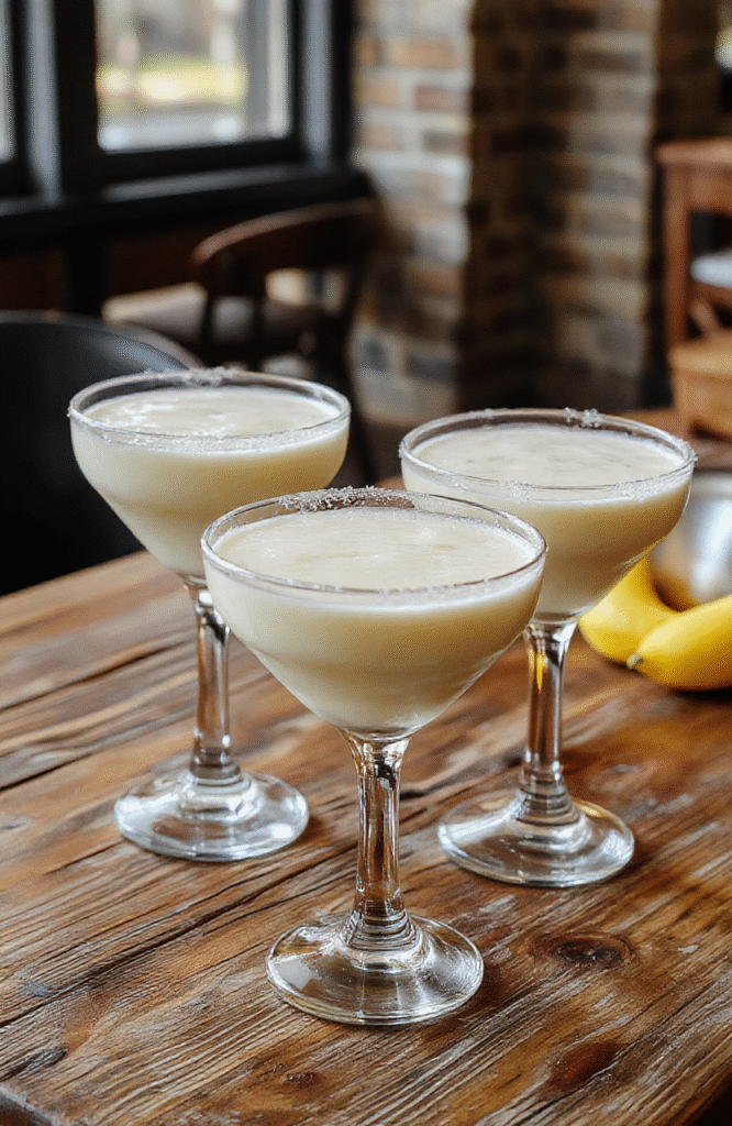 A vibrant glass of creamy white Christmas margarita garnished with a lime wedge and a sprig of mint, set on a festive holiday table with snowy decorations, showcasing the smooth texture and holiday charm of the cocktail.