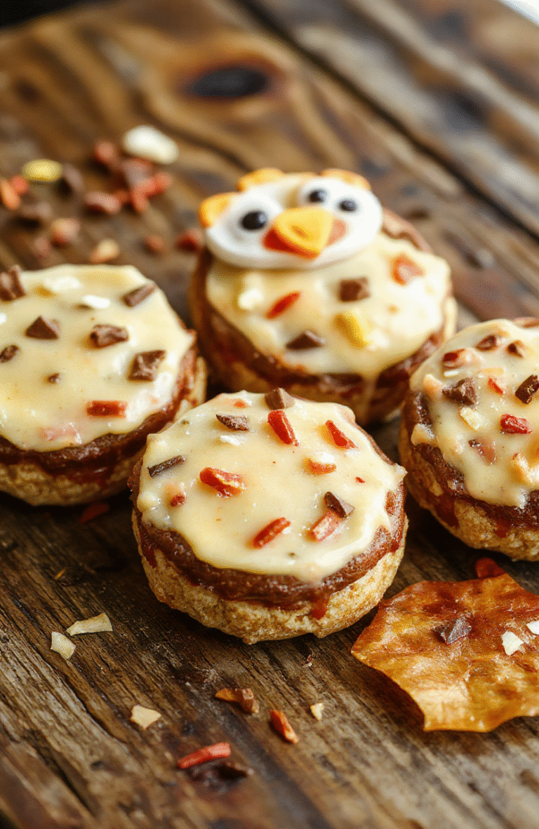 Colorful and playful Thanksgiving-themed treats arranged on a vibrant platter. The treats feature seasonal colors like orange, brown, and yellow, with fun shapes and textures that appeal to children. Some include sprinkles, frosting, and decorative toppings, styled casually on a rustic wooden table with scattered fall leaves for a festive holiday vibe.