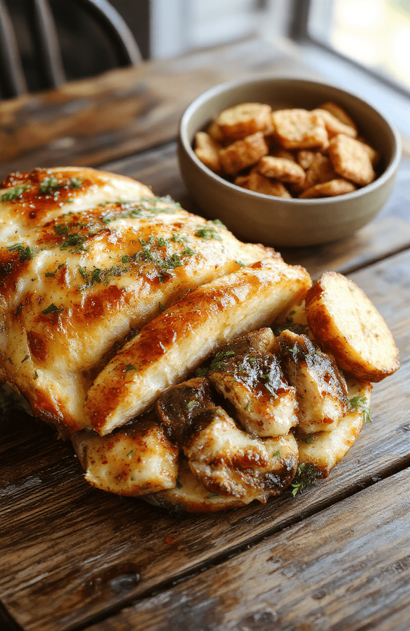 A vibrant Thanksgiving feast featuring beautifully plated roasted turkey, colorful side dishes, filled with autumnal garnishes on a rustic wooden table, captured as a close-up showing textures of crispy skin, fresh herbs, and creamy mashed potatoes, styled with seasonal decor.