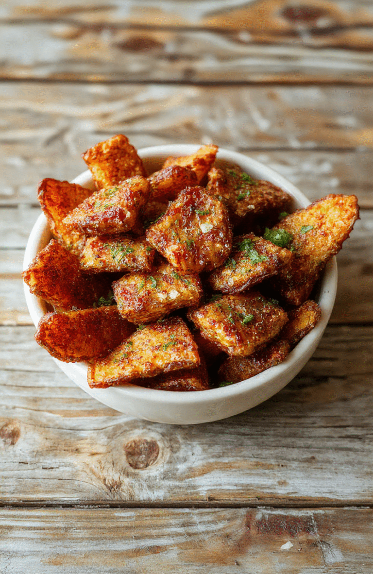 A vibrant plate of crispy golden sweet potato fries arranged neatly on a rustic wooden surface. The fries have a textured, crunchy exterior with a soft, tender interior. The background features a light-colored cloth napkin and a small bowl of dipping sauce, styled simply to highlight the fries' appealing color and crispiness, with a focus on the texture and seasoning.