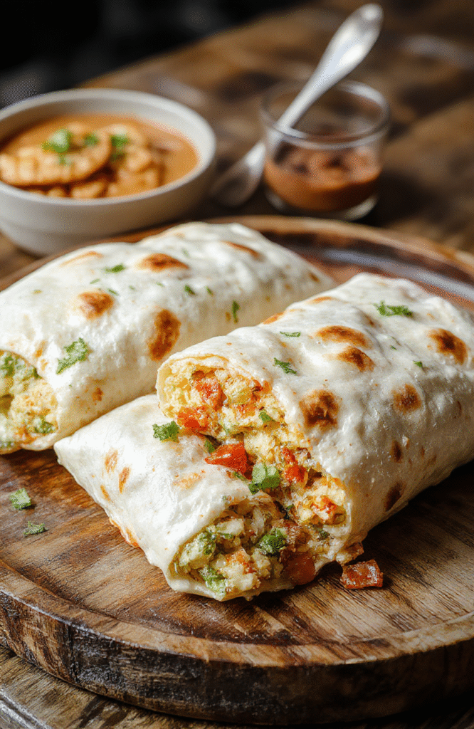 A vibrant and enticing low carb crunchwrap on a rustic wooden plate, featuring a golden-brown crispy exterior, fresh green lettuce, ripe tomato slices, shredded cheese peeking through, and a creamy sauce drizzle, styled casually with a hint of fresh herbs and colorful ingredients.
