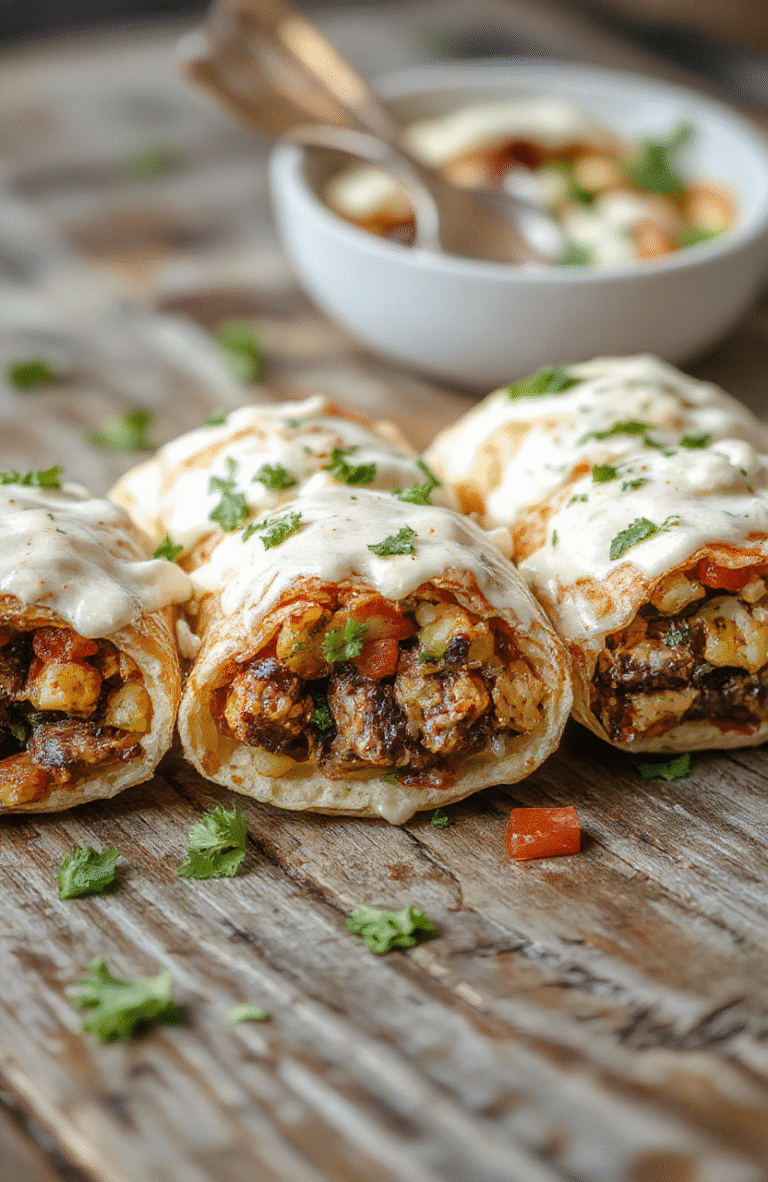 Colorful, crispy taco ranch bites arranged on a white platter, topped with fresh cilantro and shredded cheese. Vibrant red tomato pieces peek through golden browned shells, with a creamy ranch dip nearby. The presentation is inviting, with a rustic wooden background highlighting the crunchy textures and fresh toppings.