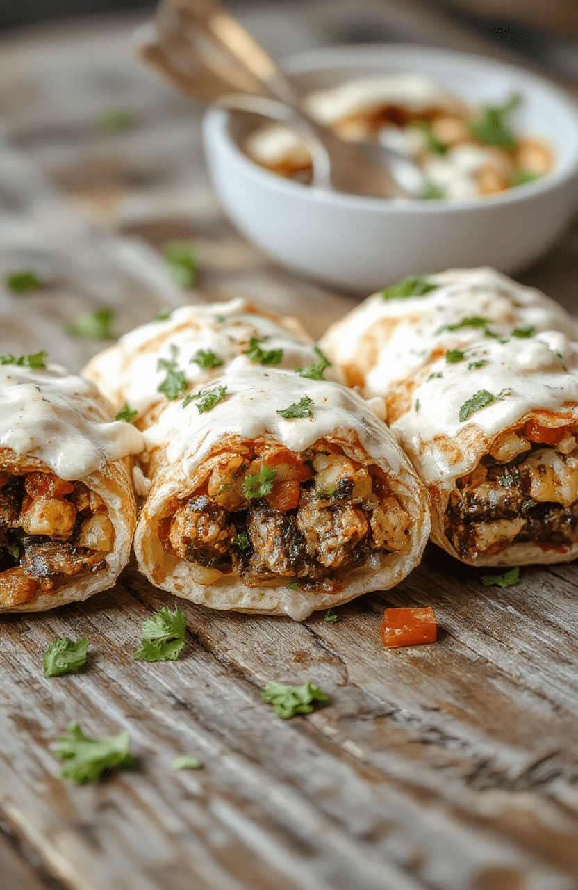 Colorful, crispy taco ranch bites arranged on a white platter, topped with fresh cilantro and shredded cheese. Vibrant red tomato pieces peek through golden browned shells, with a creamy ranch dip nearby. The presentation is inviting, with a rustic wooden background highlighting the crunchy textures and fresh toppings.
