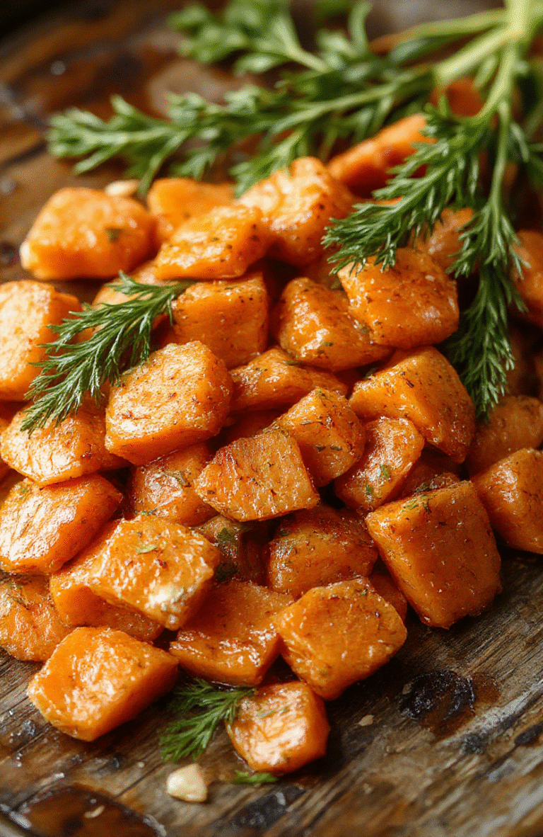 A vibrant plate of smashed carrots with a bright orange hue, garnished with chopped herbs and a drizzle of olive oil, styled simply on a rustic wooden surface, with a textured cloth nearby, the carrots look tender and slightly charred, highlighting their natural textures and fresh appearance.