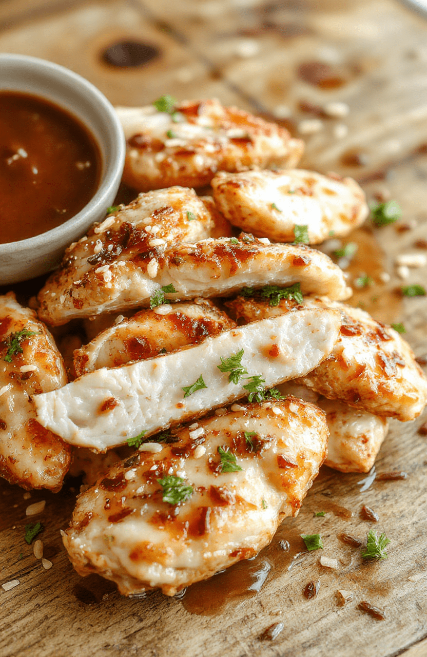 A vibrant plate of sesame chicken featuring golden brown crispy chicken chunks coated in glossy sesame sauce, garnished with sesame seeds and chopped green onions, arranged on a simple white plate with a modern wooden table background, colorful vegetables in the background, textures of crunch and sauce visible, styled for a casual, appetizing look.
