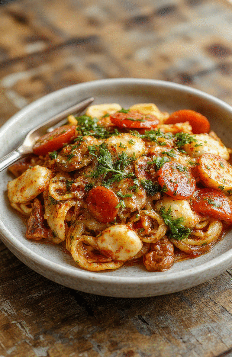 A vibrant plate of vegetarian tomato zucchini pasta featuring bright red cherry tomatoes, green zucchini noodles, topped with fresh herbs and a drizzle of olive oil, arranged neatly on a rustic white plate with a blurred wooden background.